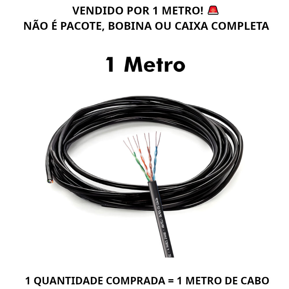 Metro de Cabo de Rede UTP Cat5 4 Pares 24AWG Preto – Condutti (Venda por Metro)